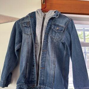 Amazon Kids Blue Jean Jacket with Gray Hoodie